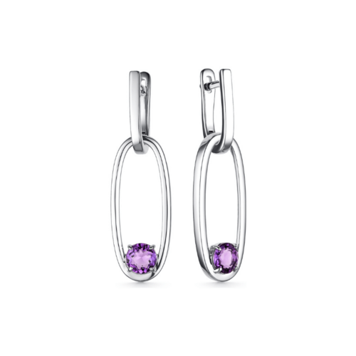 Серьги с аметистом из серебра 3639
