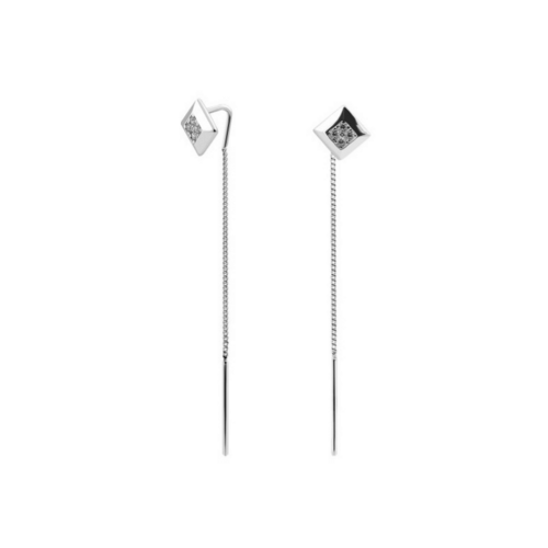 Серьги продёвки из серебра с фианитами 926С