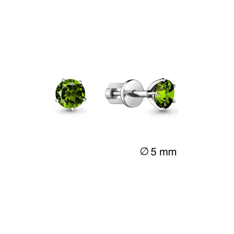 Серьги пусеты с хризолитом из серебра 4403707