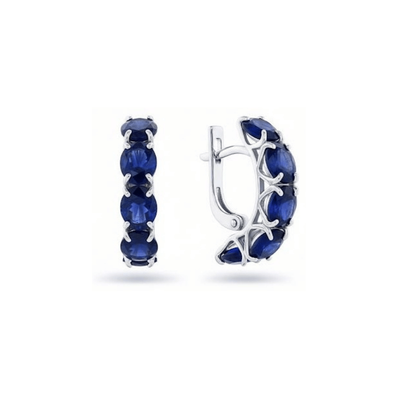 Серьги с сапфиром из серебра Ср-468-6н