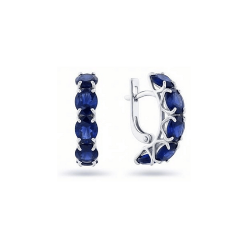 Серьги с сапфиром из серебра Ср-468-6н