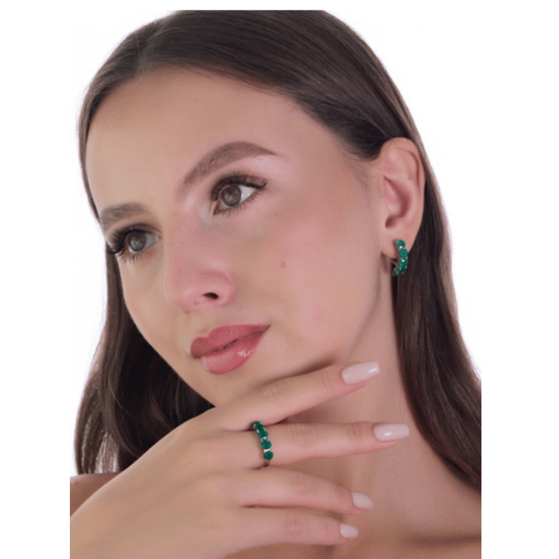 Серьги с агатом из серебра 2200006029915