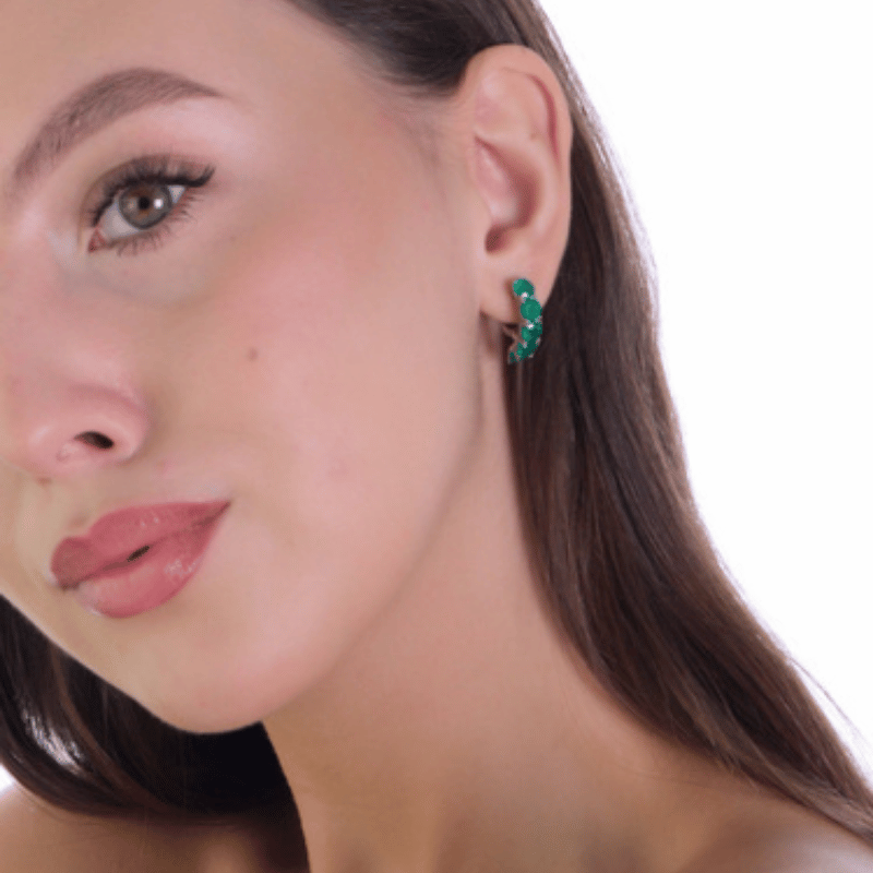 Серьги с агатом из серебра 2200006029915