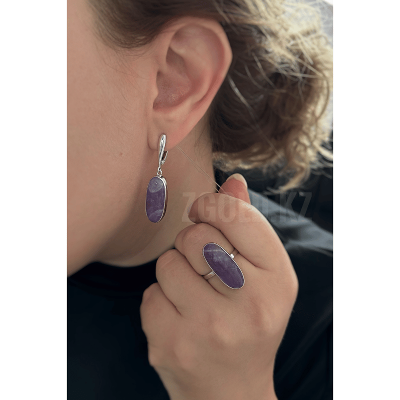 Серьги с аметистом из серебра сг10253