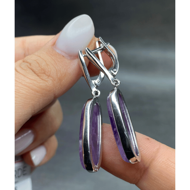 Серьги с аметистом из серебра сг10253
