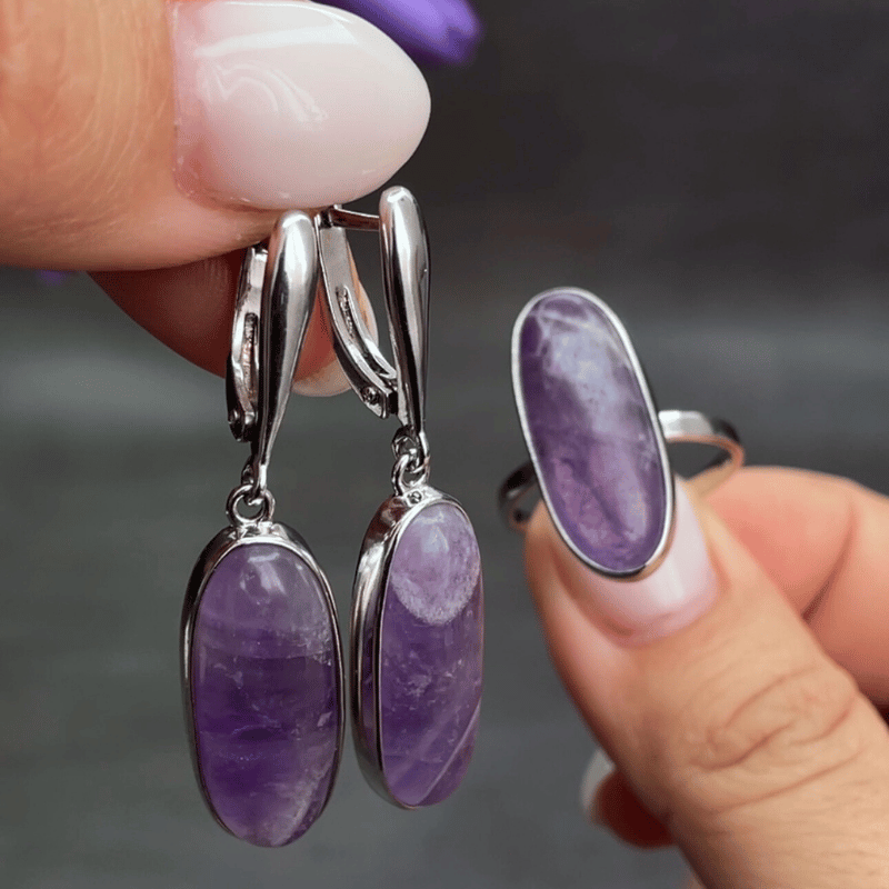 Серьги с аметистом из серебра сг10253