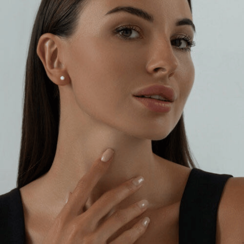 Серьги пусеты с жемчугом им. из серебра 94020547